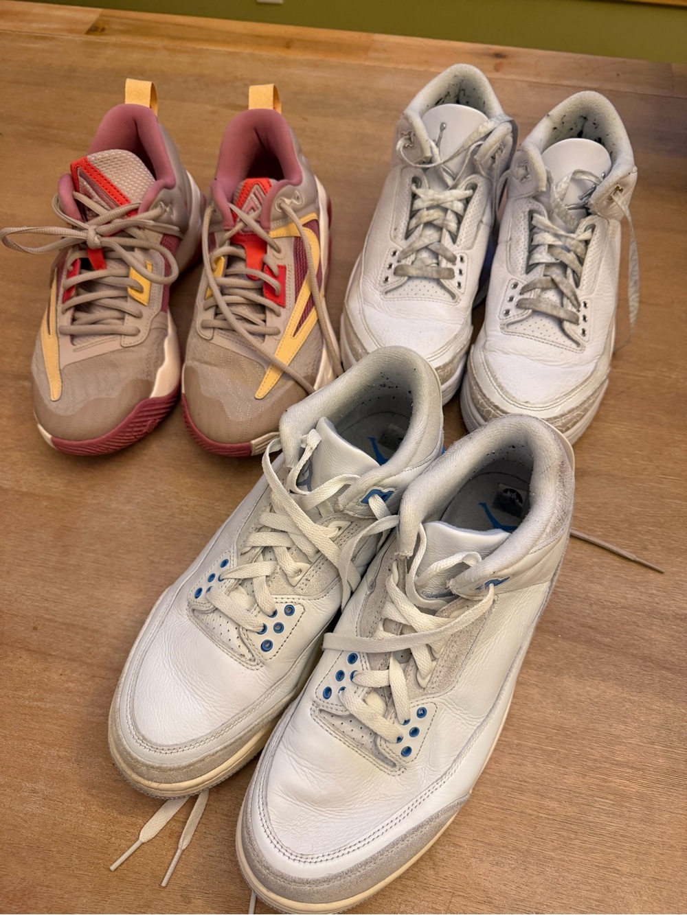 Nike Kids Athletic Shoes in Beige, Pink, Yellow & White